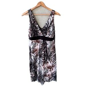 MISU Australia Tropical Pattern Grey Sleeveless Dress XL V-Neck